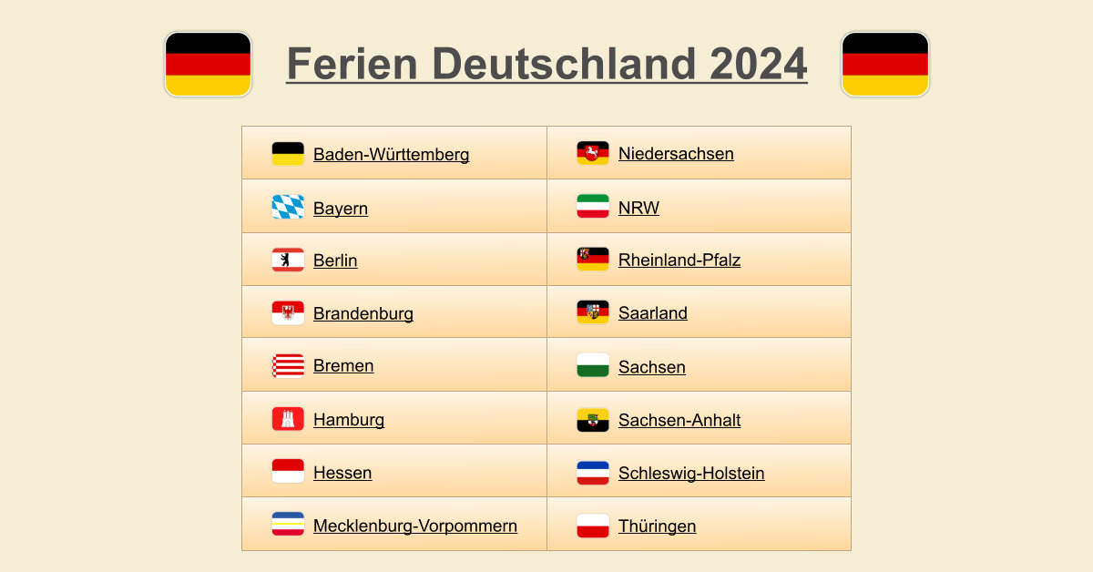 Ferien Deutschland 2024